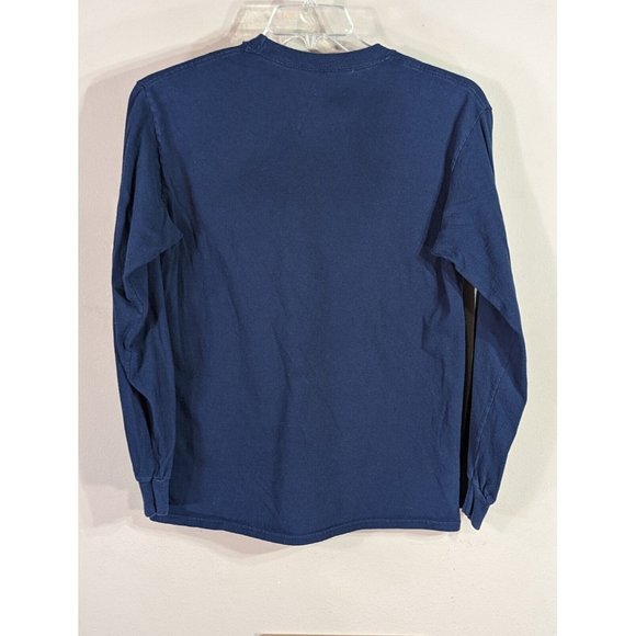 Bone Collector Long-Sleeve Skull Logo Graphic T-Shirt Navy Blue Neon Green Med - Picture 2 of 4